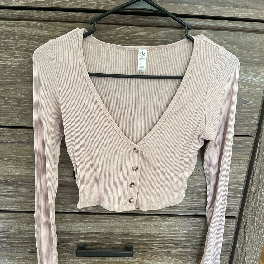 ALO Yoga Pink Ribbed Crop Top
